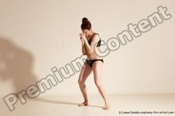 Underwear Martial art Woman White Moving poses Average long brown Dynamic poses Academic